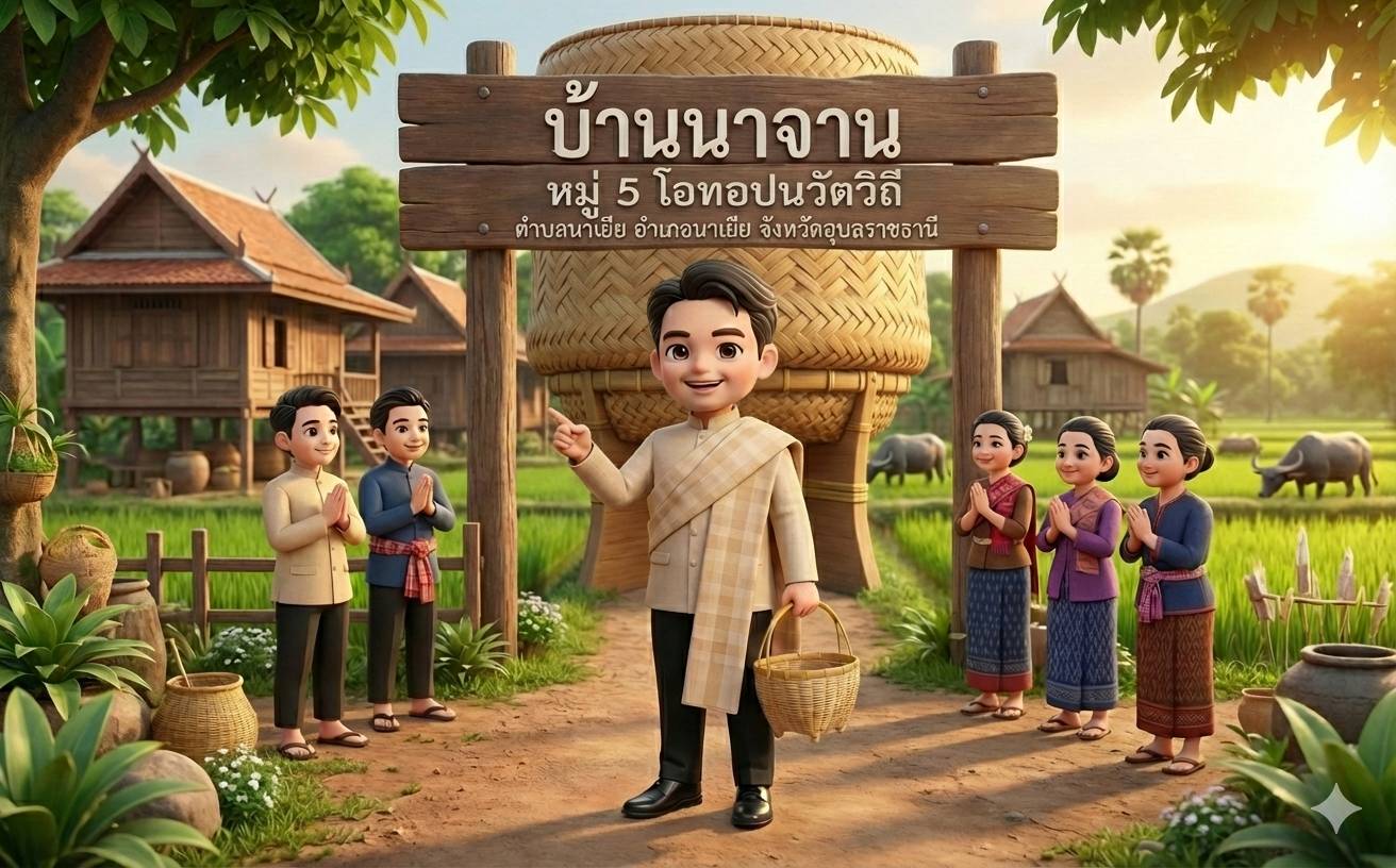 พช.นาเยียเชิญท่องเที่ยวหมุ่บ้านโอทอปนวัติวิถีบ้านนาจาน หมู่ที่ 5 ตำบลนาเยีย อำเภอนาเยีย จังหวัดอุบลราชธานี